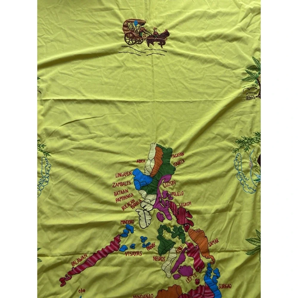 Philippine Islands Tablecloth Embroidered Map Of Philippines Tablecloth 100 x 84
